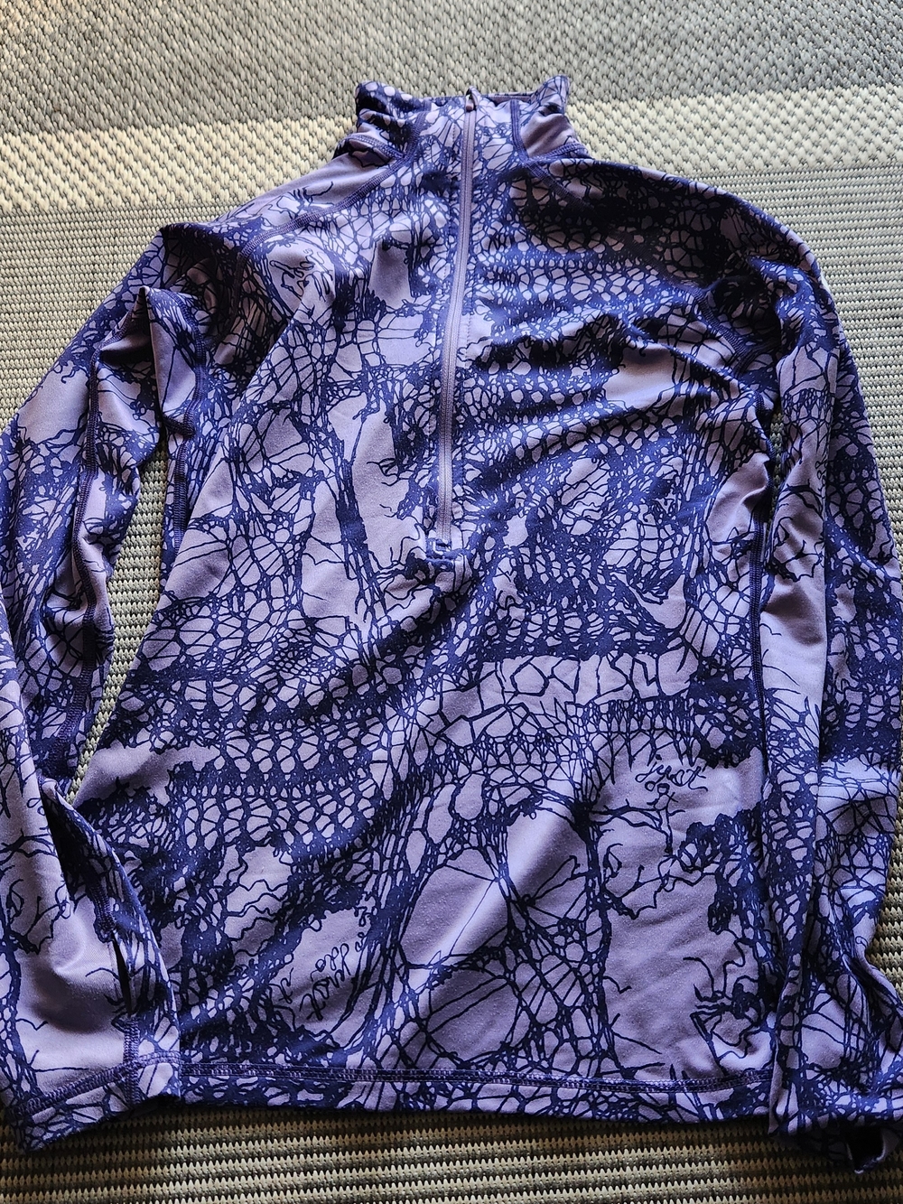 Nike Pro Combat Half Zip Pullover Purple Web Print Top M 486391-539